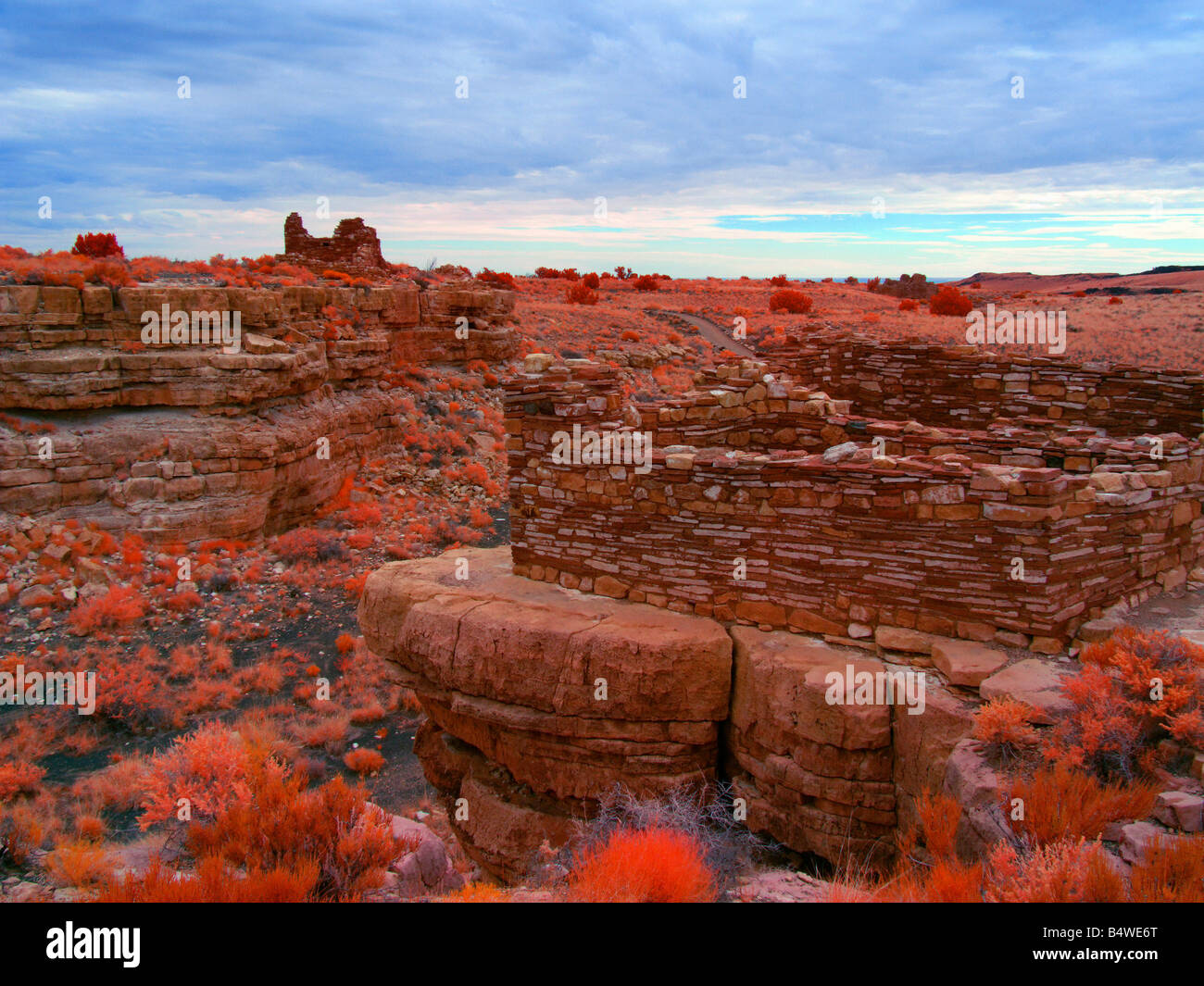 Box Canyon abitazione Wupatki National Monument Flagstaff, in Arizona USA falso-a infrarossi a colori Foto Stock