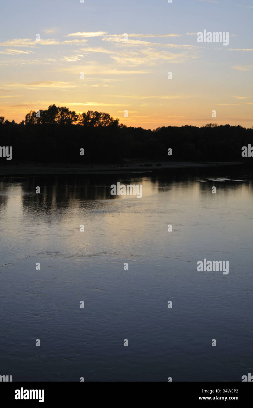Fiume Loira tramonto Francia Foto Stock