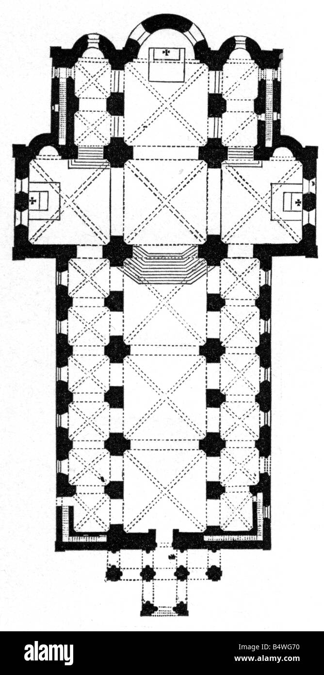 Architettura, planimetrie, Basilica di San Vito, Ellwangen, bulit 1100 - 1124, Foto Stock