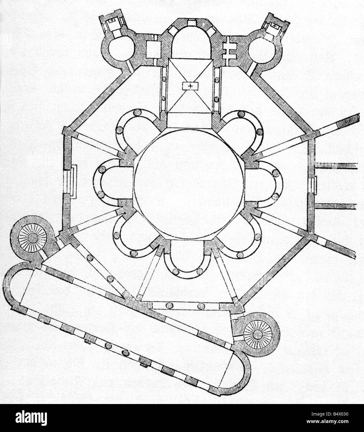 Architettura, pianta, San vitale, Ravenna, costruita 527 - 548 dal vescovo  Maximinianus, disegno, pianta, chiesa bizantina, religione, cristianesimo,  mondo antico, antichità, Impero Romano, Italia, Europa, storico, storico,  mondo antico Foto stock - Alamy