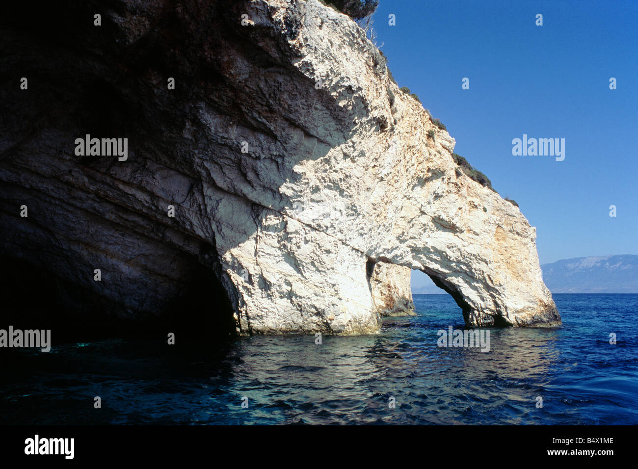 Grotte blu, Capo Skinari, Zante Foto Stock
