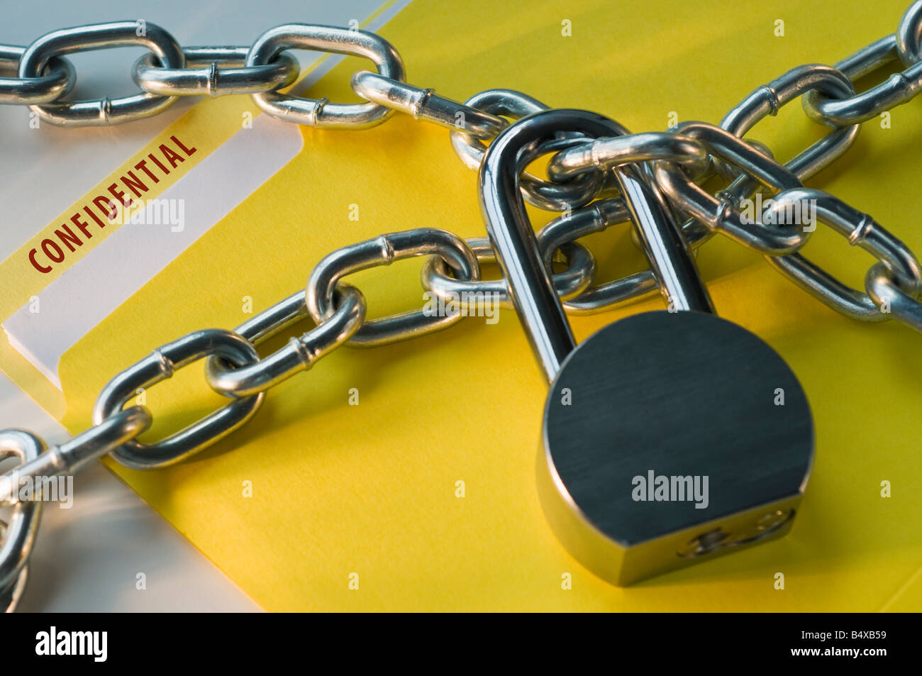 File confidenziali bloccato con catena Foto Stock