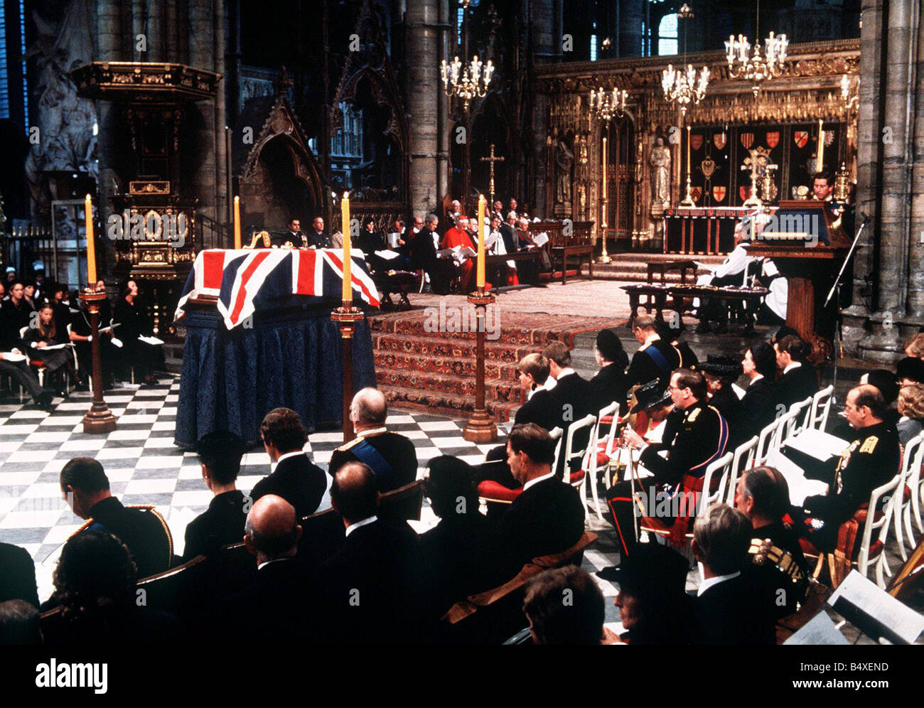 Il funerale di Earl Mountbatten lo zio della regina Elisabetta monarca britannico Foto Stock