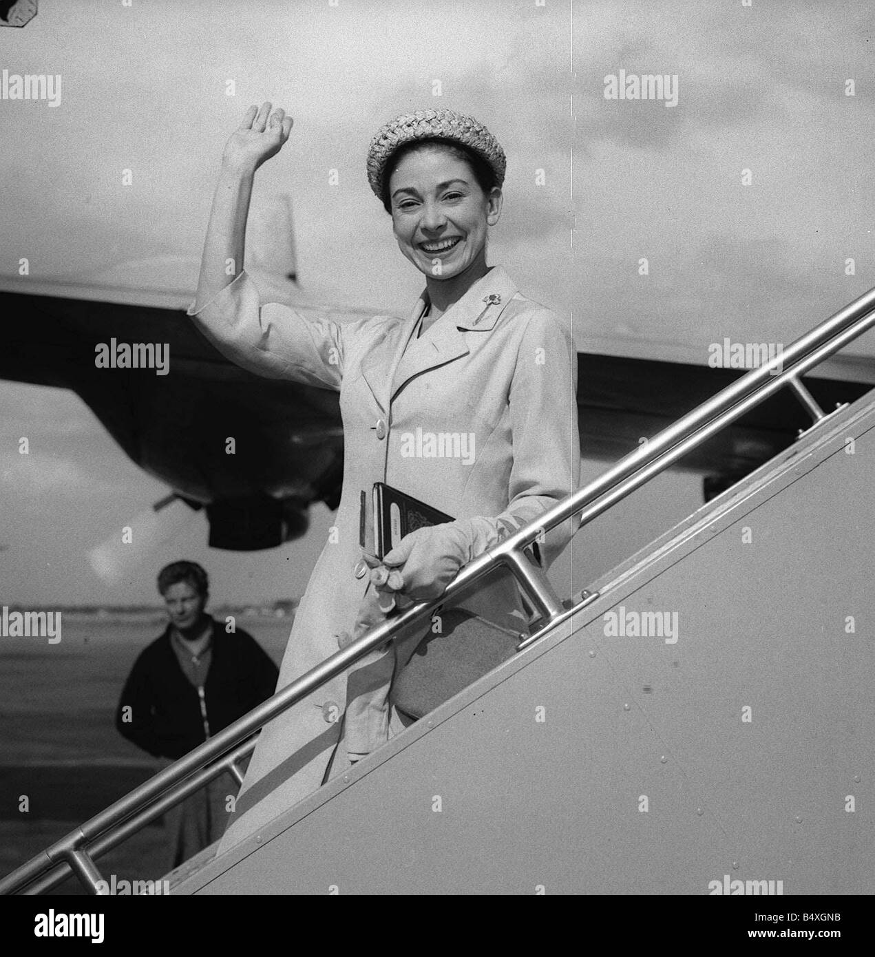 Dame Margot Fonteyn 1959 all'Aeroporto di Londra Dame Margot Fonteyn 1919 91 British prima ballerina Pres della Royal Academy di Dan Foto Stock
