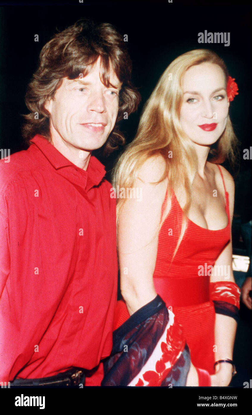 Mick Jagger cantante con il modello di Jerry Hall Foto Stock