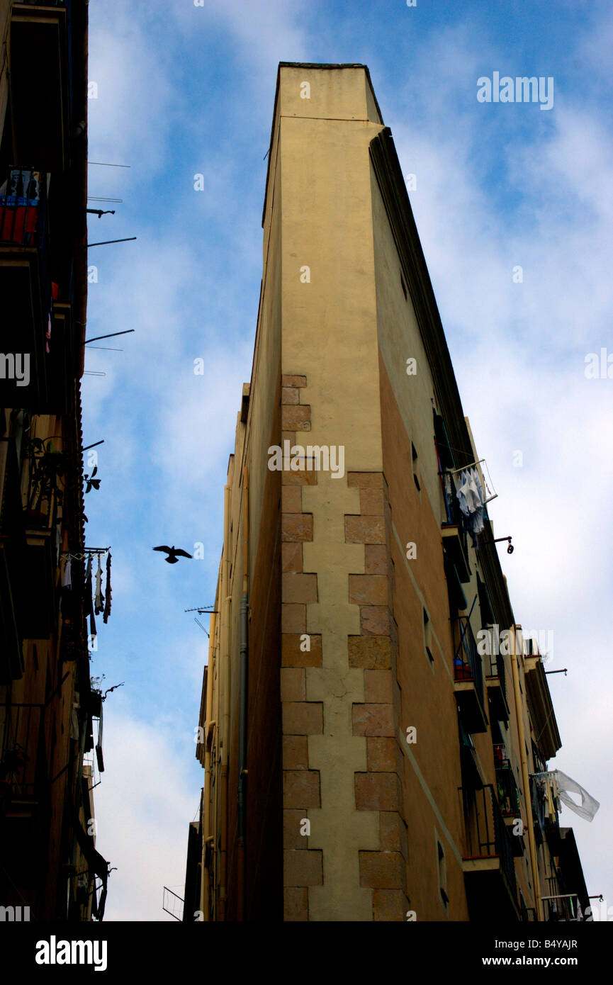 Curioso edificio stretto nel quartiere El Born di Barcellona Catalonia Spagna Foto Stock