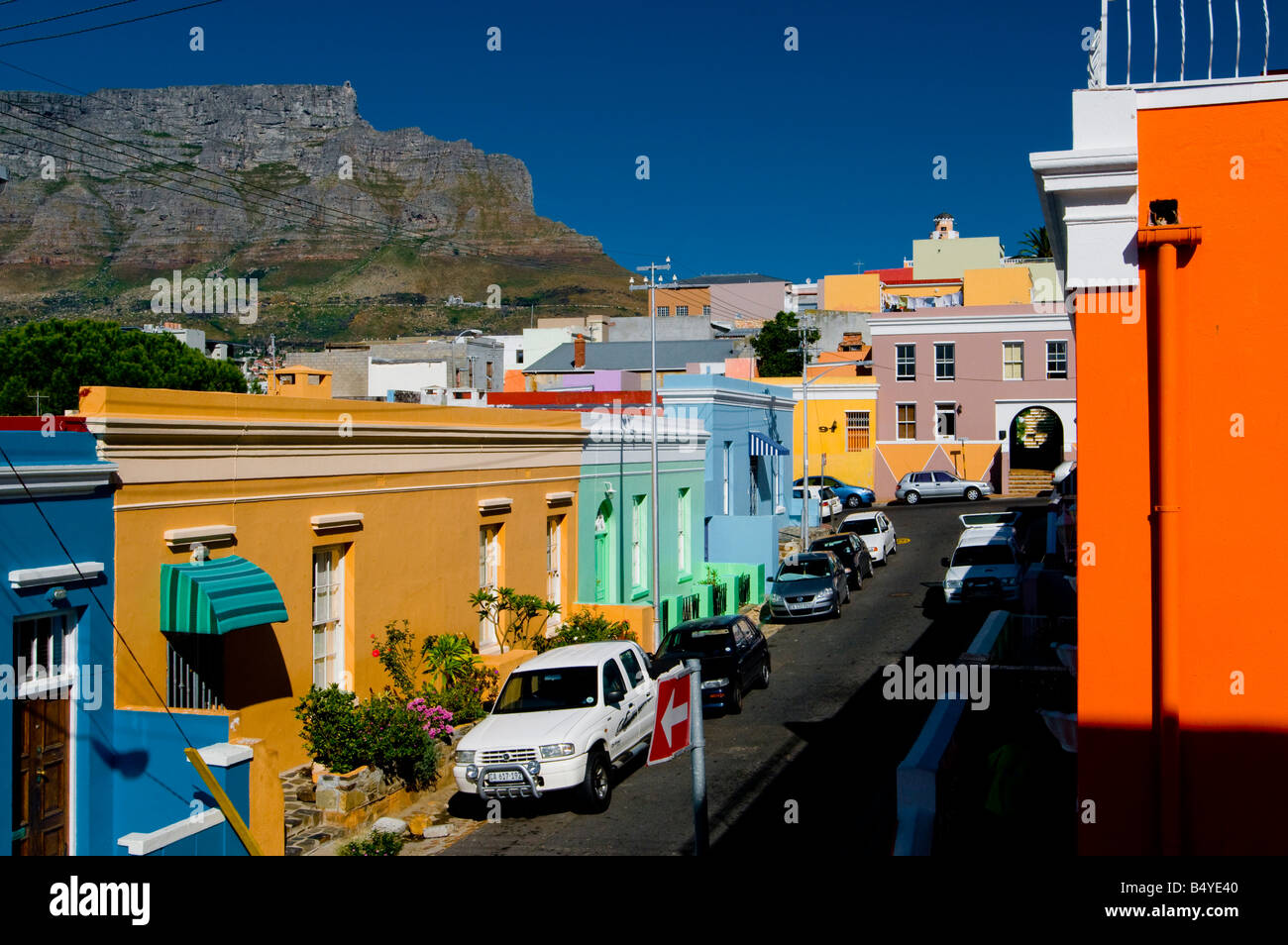 Bo-Kaap Street, Città del Capo, Western Cape, Sud Africa Foto Stock