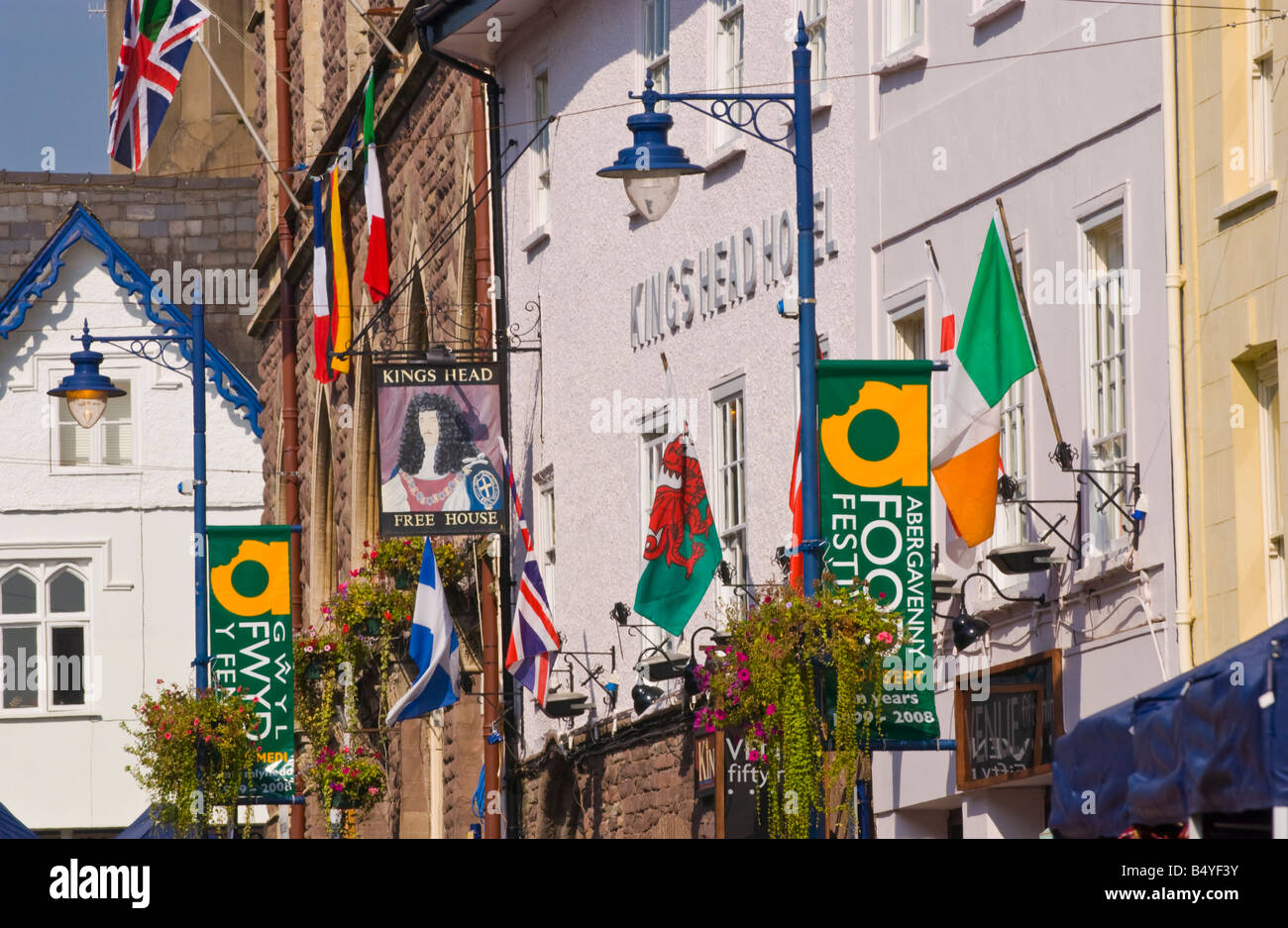 Kings Head Hotel pub durante Abergavenny Food Festival Foto Stock