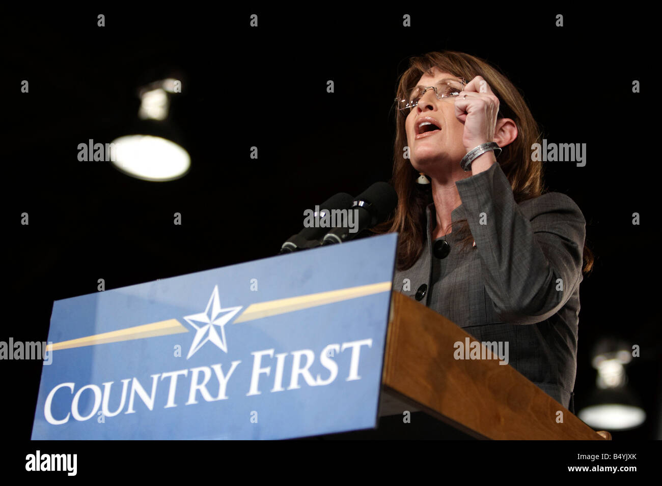 Stati Uniti d'America Partito Repubblicano vice candidato presidenziale Sarah Palin parlando a una politica dei rally in Wilmington Ohio Foto Stock