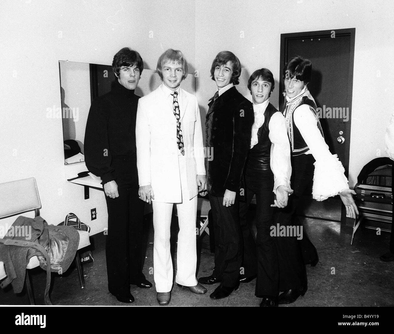 I Bee Gees gruppo pop 1968 Barry Gibb Maurice Gibb Robin Gibb Colin Petersen e vince Melouney Foto Stock