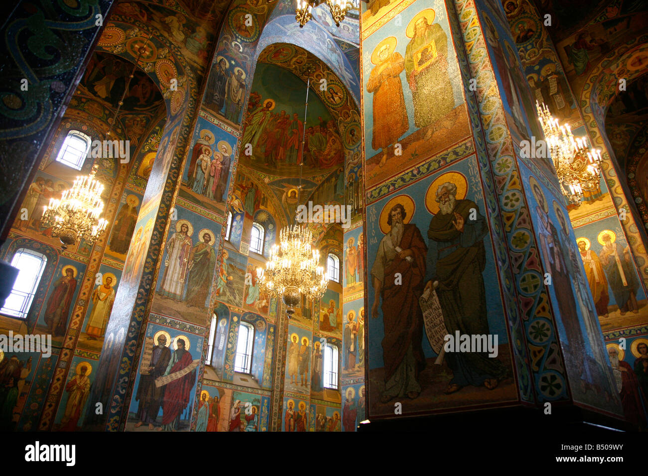 Agosto 2008 - Gli interni della Chiesa sul sangue versato a San Pietroburgo Russia Foto Stock