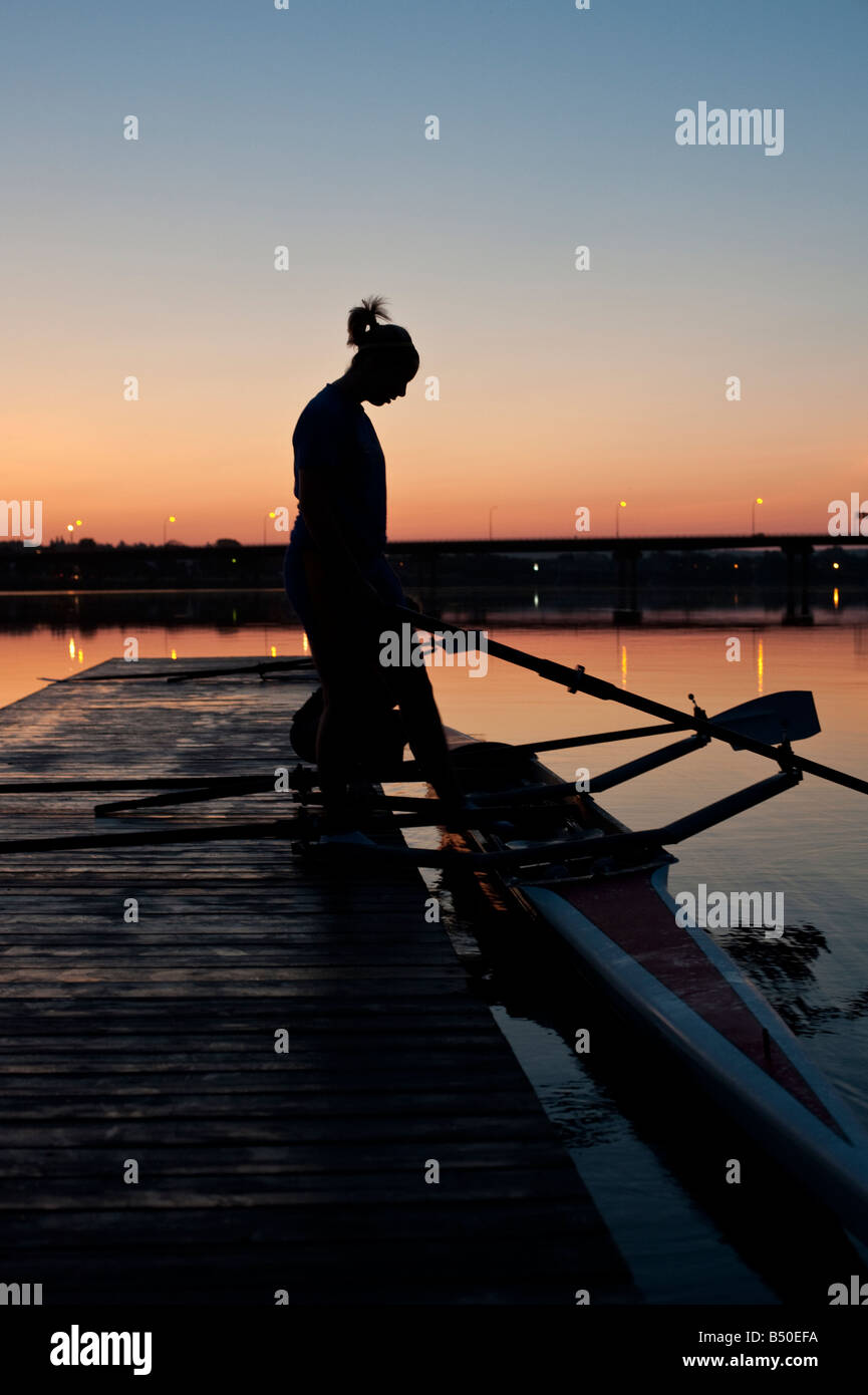 Fredericton Rowing Club fine agosto mattina Foto Stock