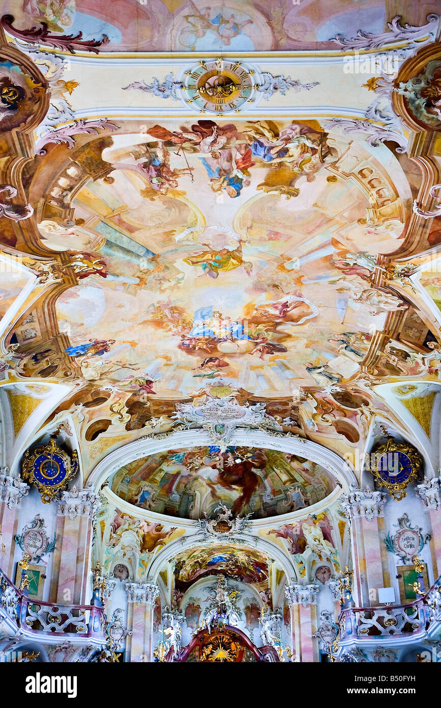 Interno della cattedrale di Birnau, Germania, Europa Foto Stock