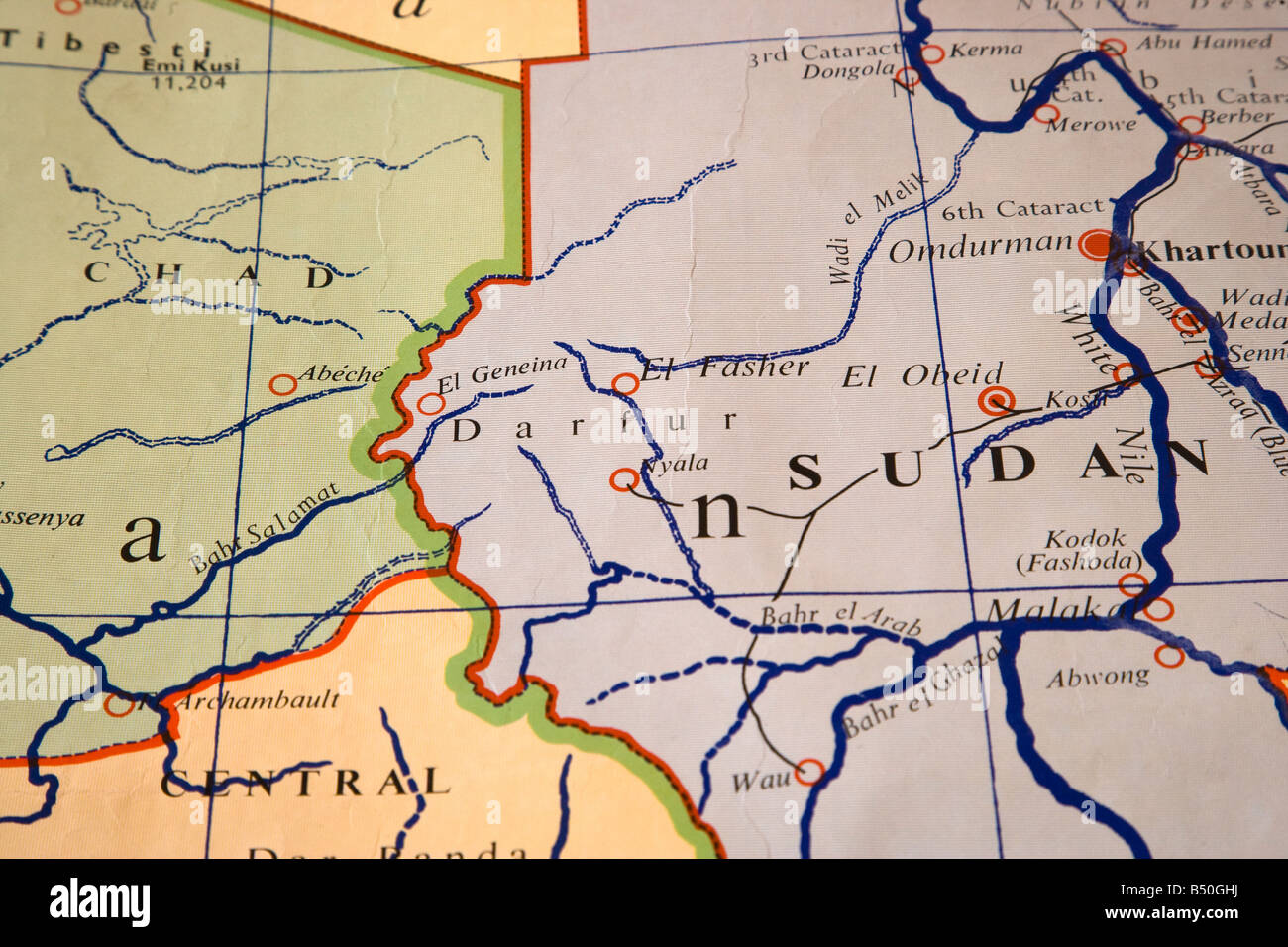 Mappa di darfur Foto Stock