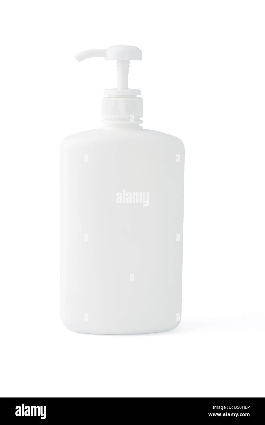 Cura dei capelli prodotto su sfondo bianco Foto Stock