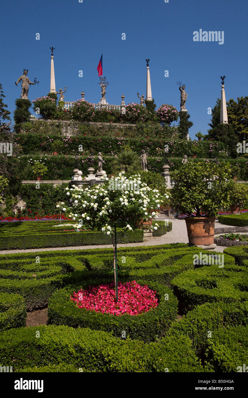 I giardini barocchi di Isola Bella , il lago Maggiore , Italia Foto Stock