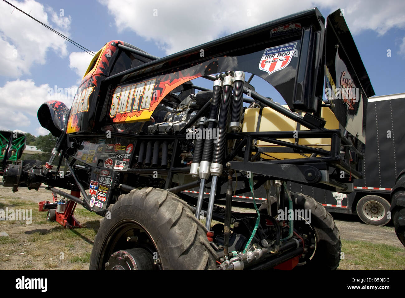 MONSTER TRUCK Black Smith prima del Monster Truck Challenge all'Orange County Fair di NY Speedway Foto Stock