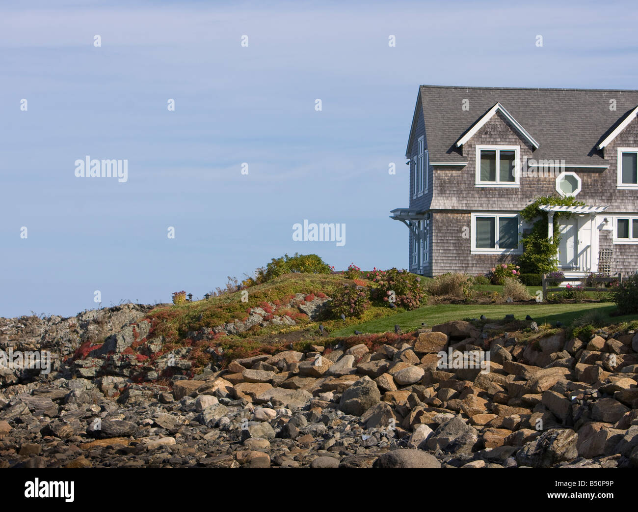 Casa lungo la costa del Maine Foto Stock