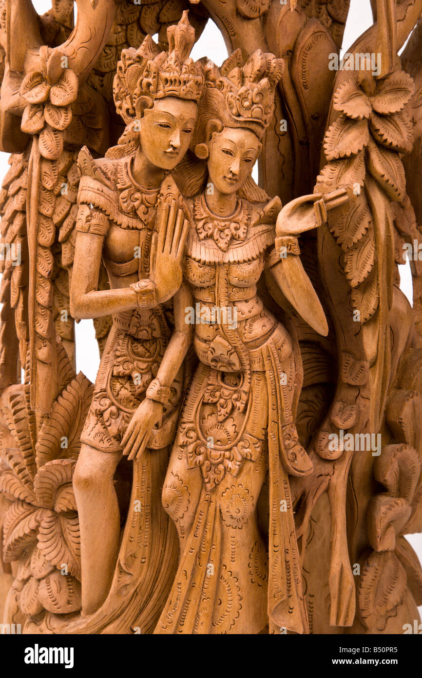 Rama e di sua moglie Sita di mitologia indù intaglio del legno Foto Stock
