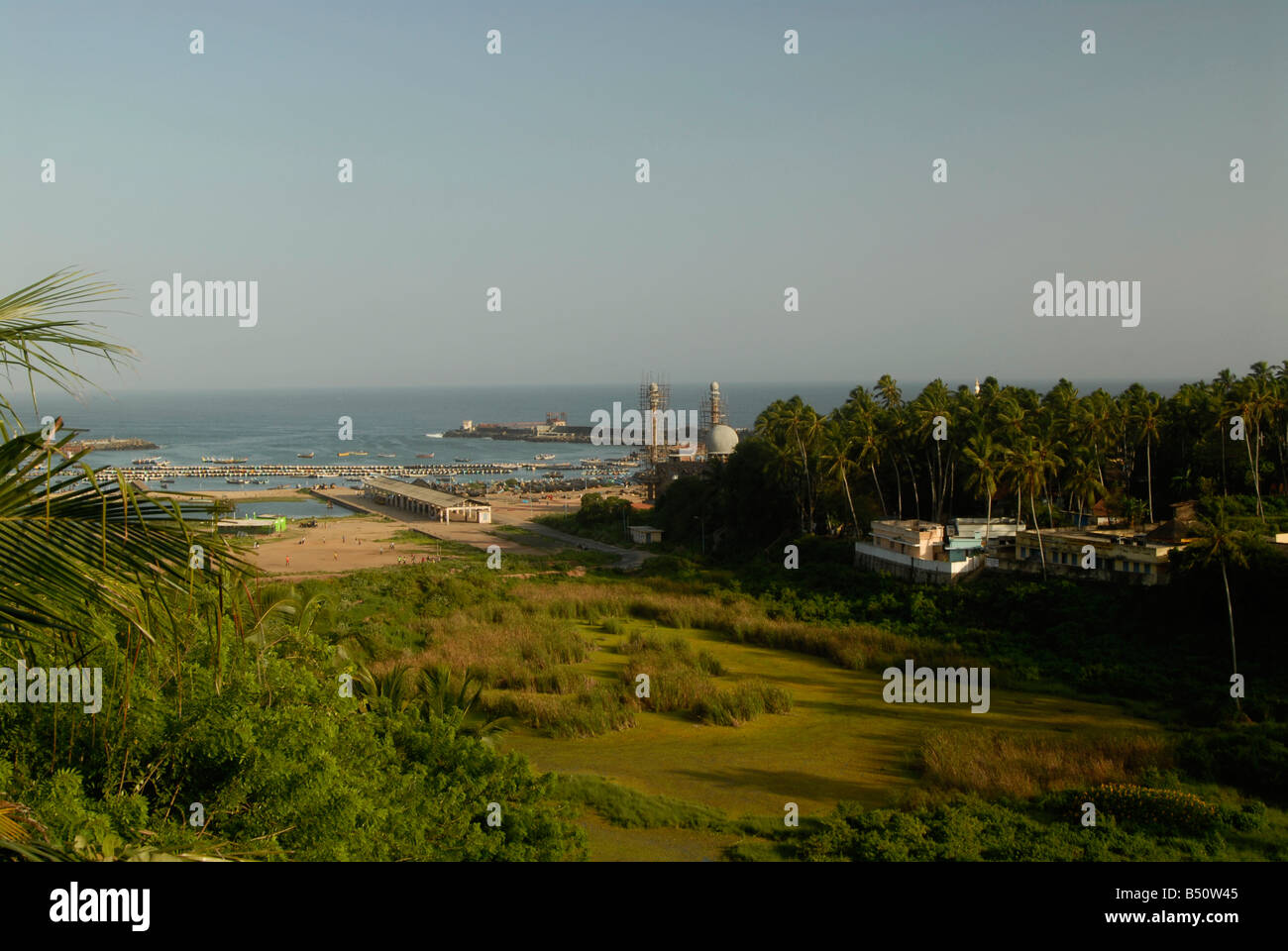 Una vista di Kovalam Beach area del Kerala, India Foto Stock