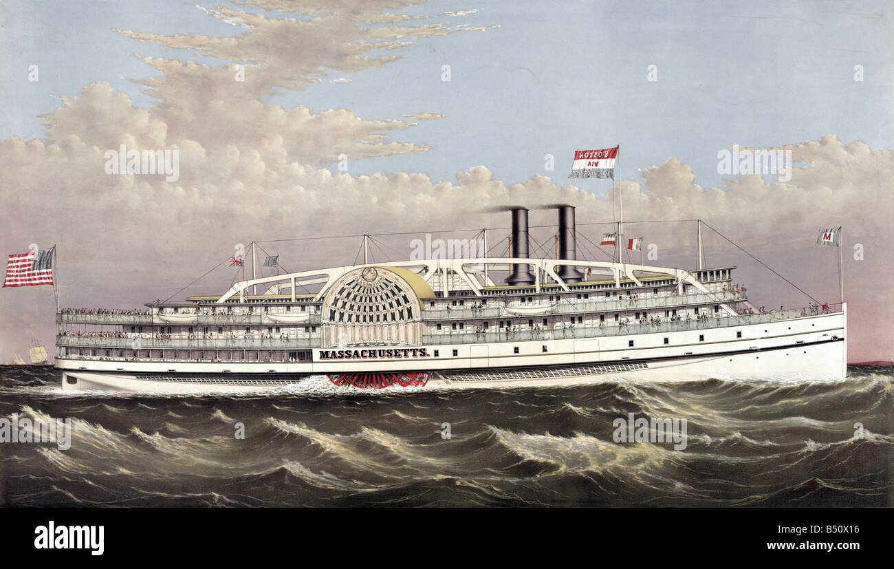Battello a vapore Massachusetts 1877 Foto Stock