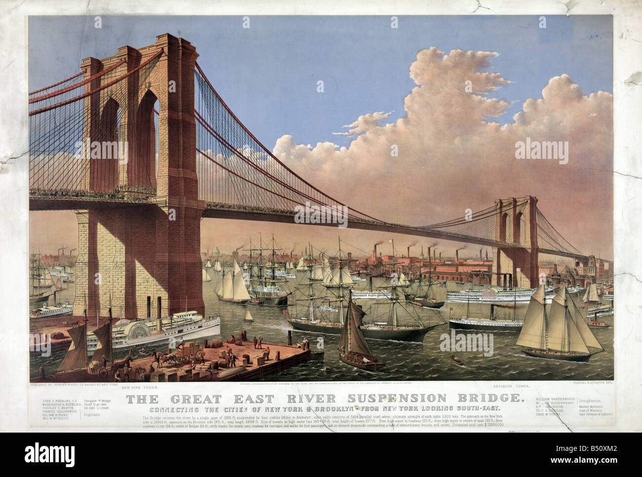 Ponte di Brooklyn, Manhattan, New York City, Stati Uniti d'America Foto Stock