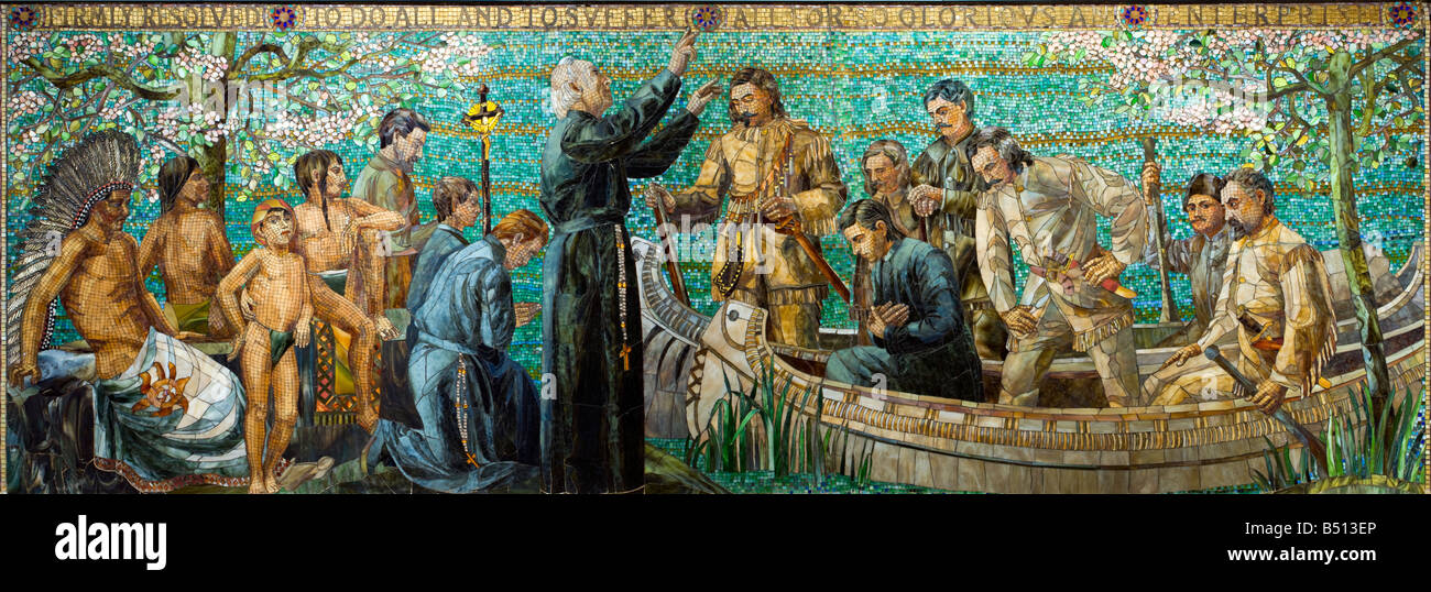 Padre Marquette lanciando la canoa, Chicago, Stati Uniti d'America Foto Stock