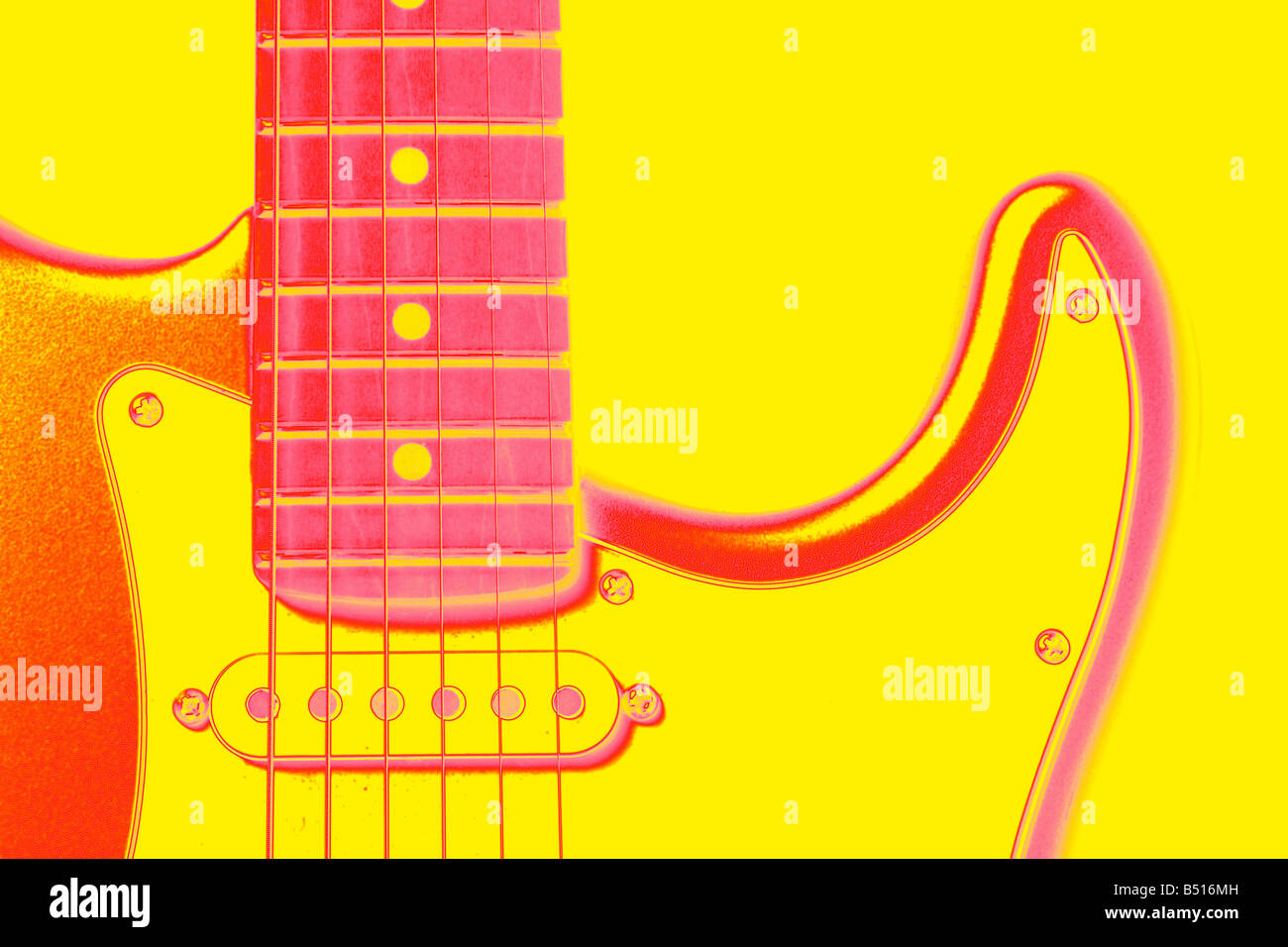 Immagine creata digitalmente di una sezione di una Stratocaster chitarra elettrica Foto Stock