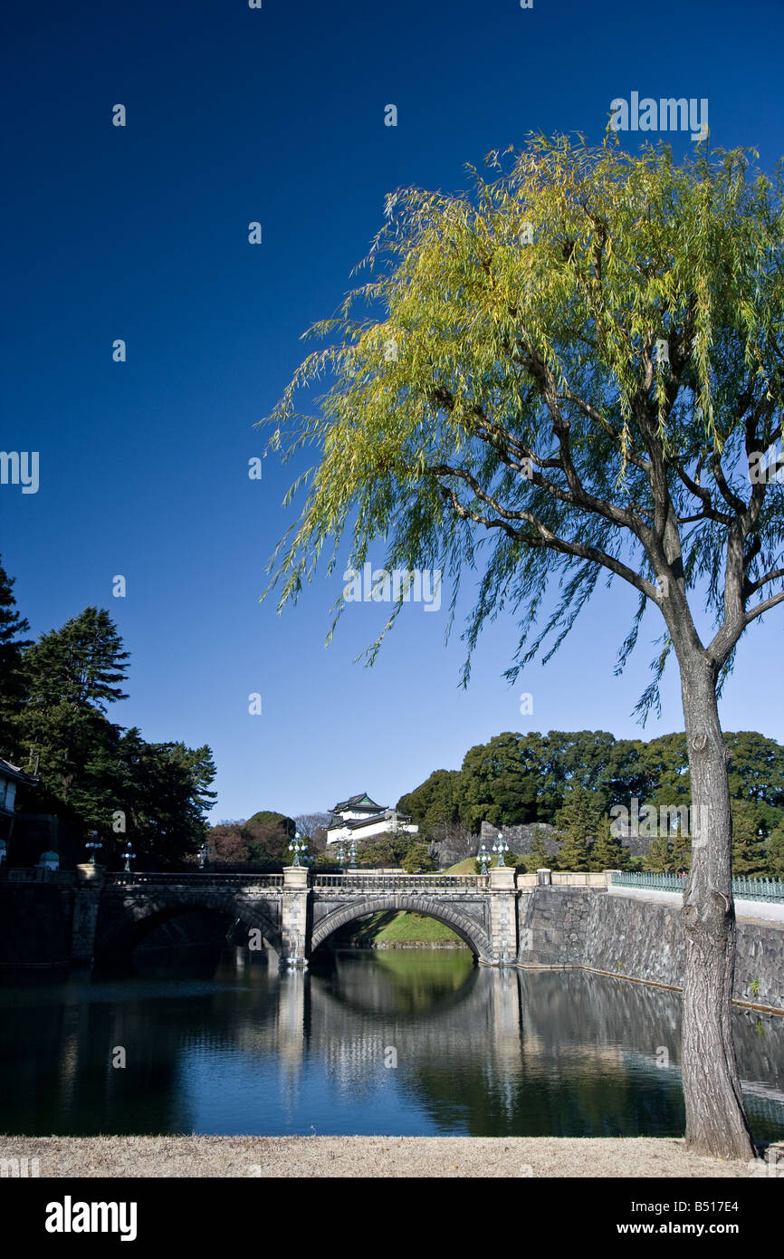 Japanese Imperial palace giardino esterno fossato Foto Stock