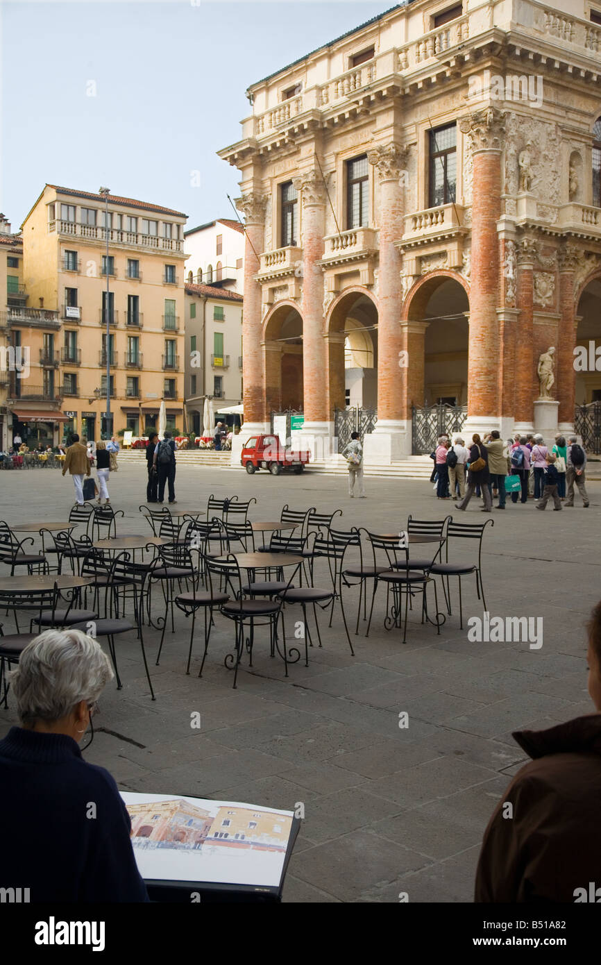 La Loggia del Capitaniato in Piazza dei Signori, Vicenza, Italia - XVI C Casa del veneziano comandante militare Foto Stock