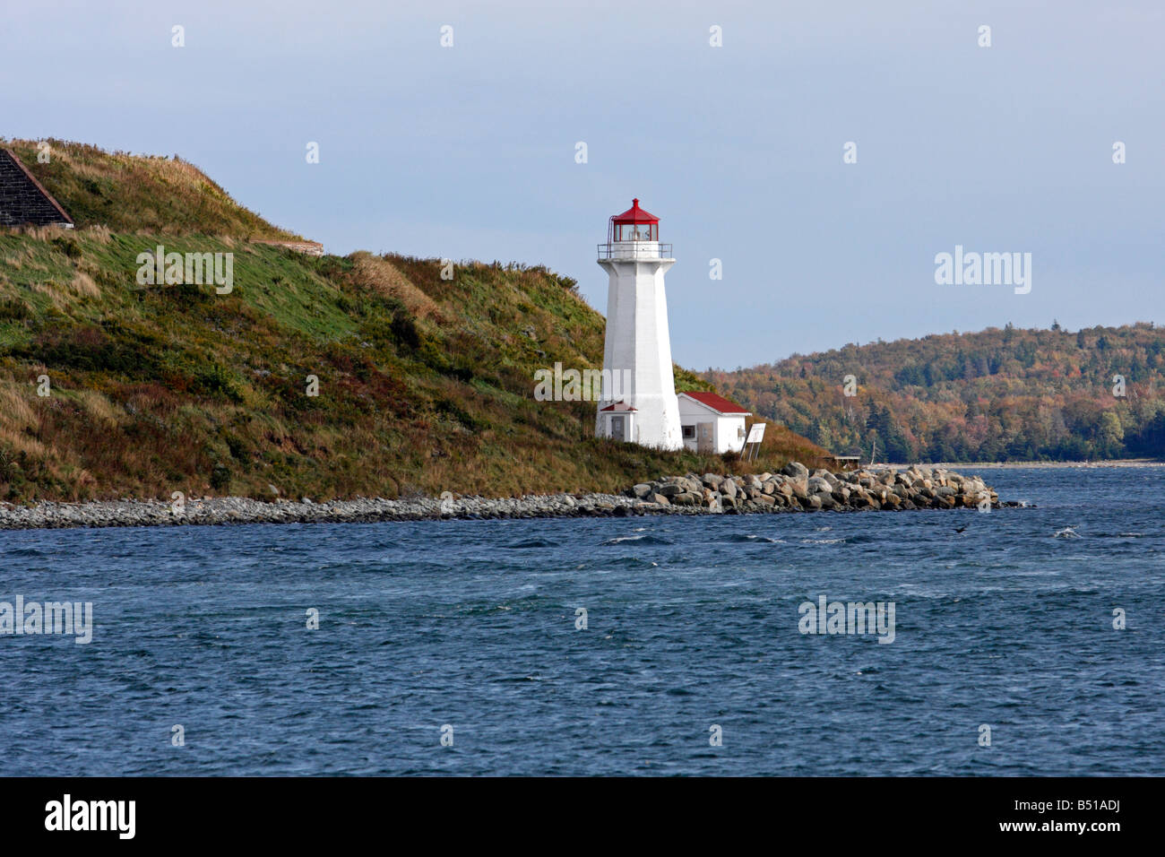 Georges Island Lighthouse su Georges Isola di Halifax, Nova Scotia BHZ Foto Stock