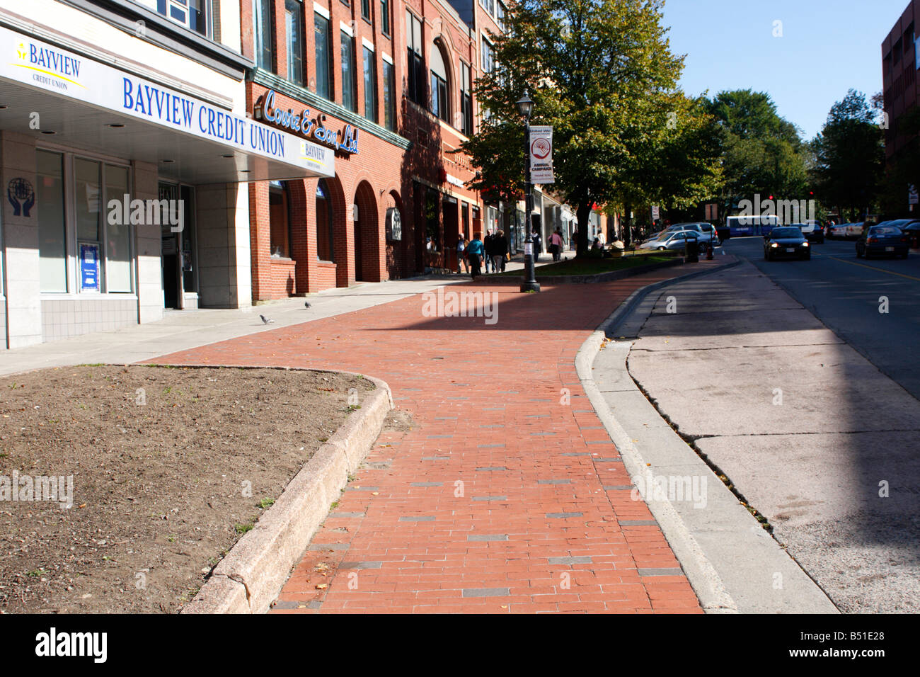Mattone rosso marciapiede in Saint John New Brunswick Foto Stock