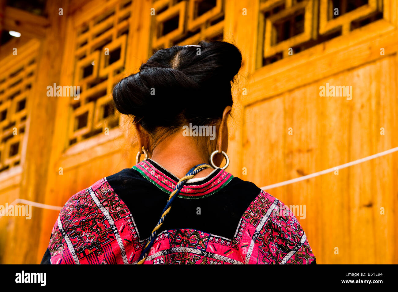 Capelli lunghi Yao donne nel fantastico terrazze di riso di LongJi in Guangxi Cina Foto Stock