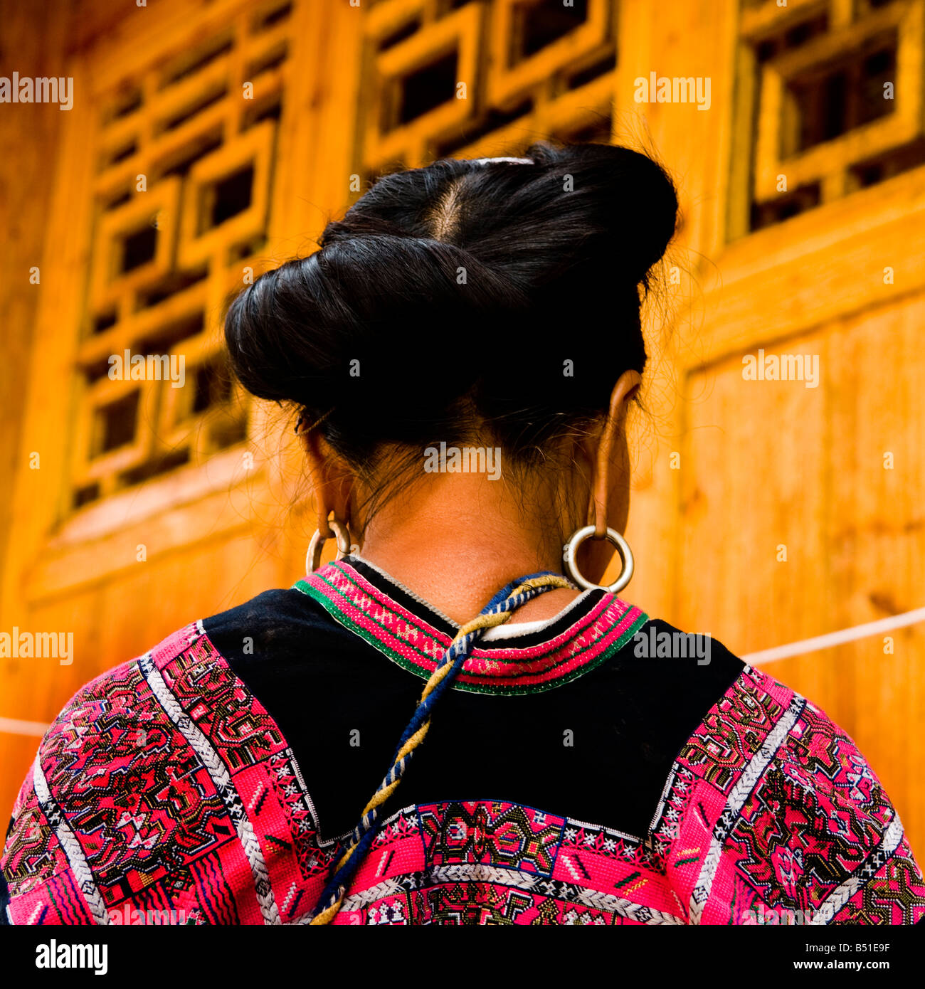 Capelli lunghi Yao donne nel fantastico terrazze di riso di LongJi in Guangxi Cina Foto Stock