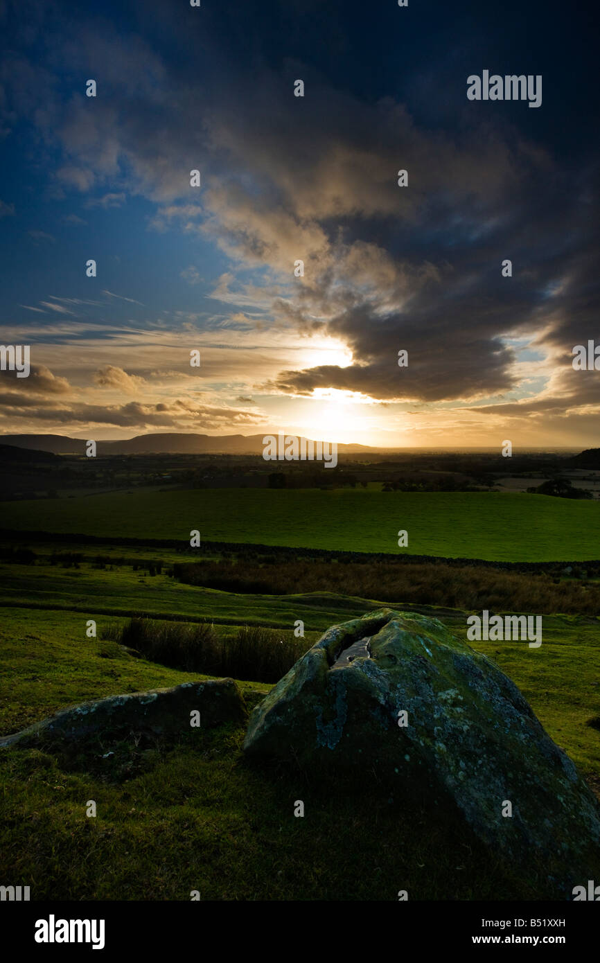 Winter Sunset over the Cleveland colline a Nord Yorkshire Foto Stock