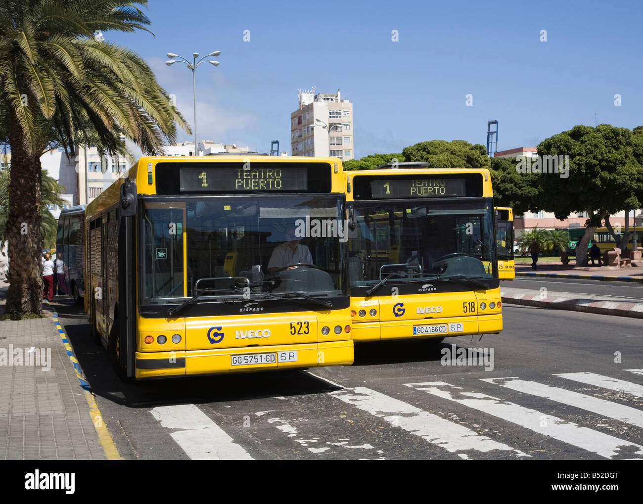 Bus alla stazione degli autobus di Las Palmas Gran Canaria Spagna Foto Stock