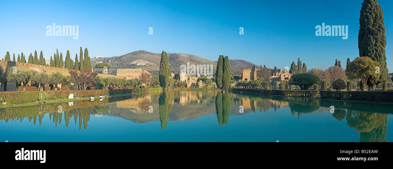 Panorama della Poecile, Villa Adriana Villa Adriana, Tivoli, Italia Foto Stock