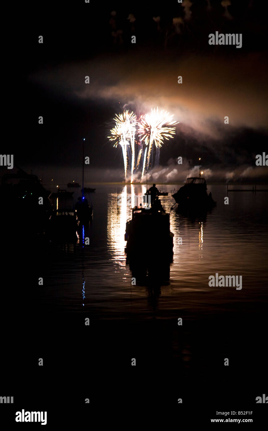 Fuochi d'artificio del 4 luglio Lopez Isola San Juan Islands Stato di Washington Foto Stock