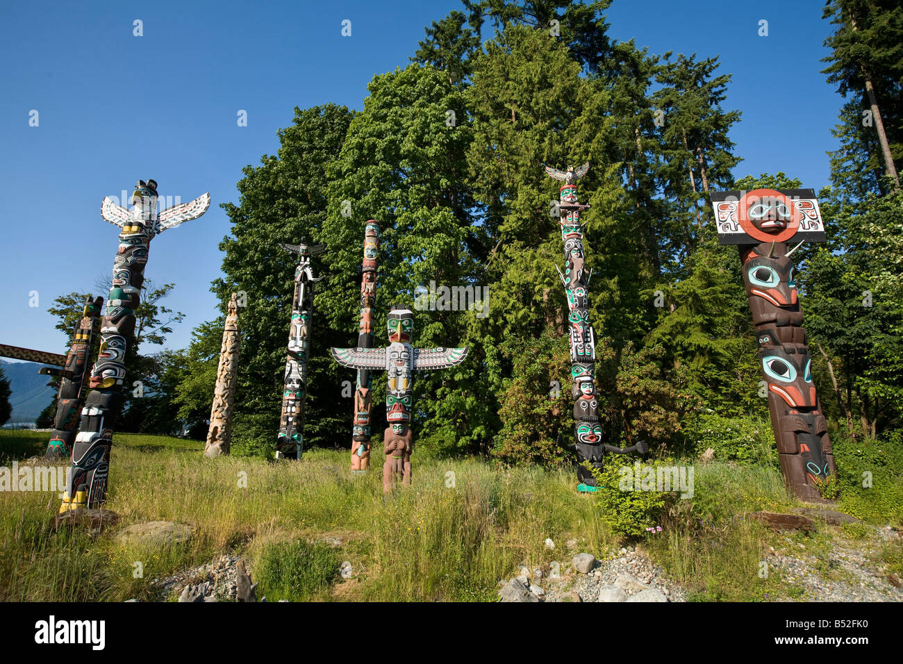 Stanley Park Totem Vancouver British Columbia Canada Foto Stock