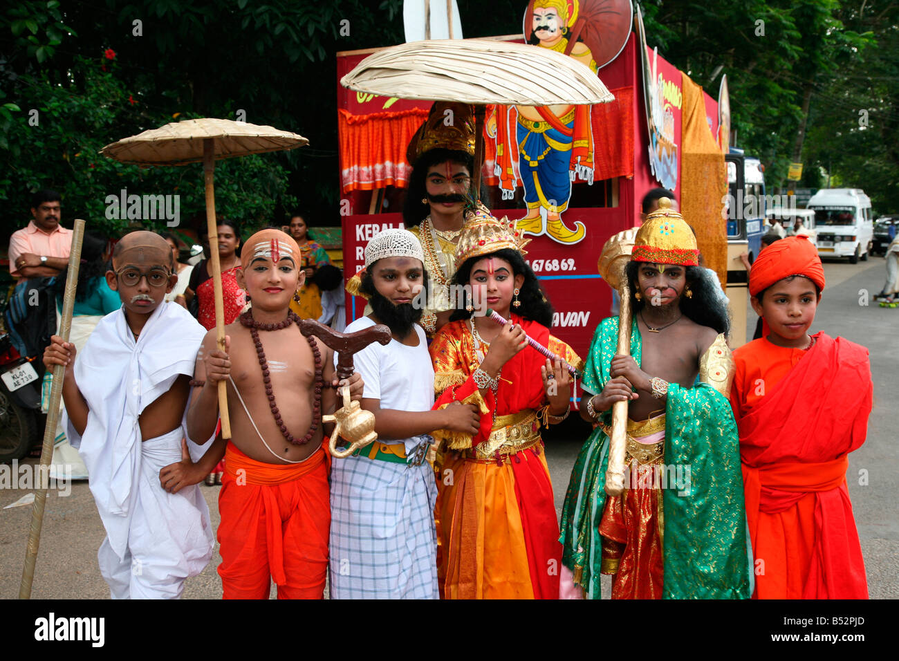 Un colorato pageantry in connessione con onam celeberation in Kerala, India Foto Stock
