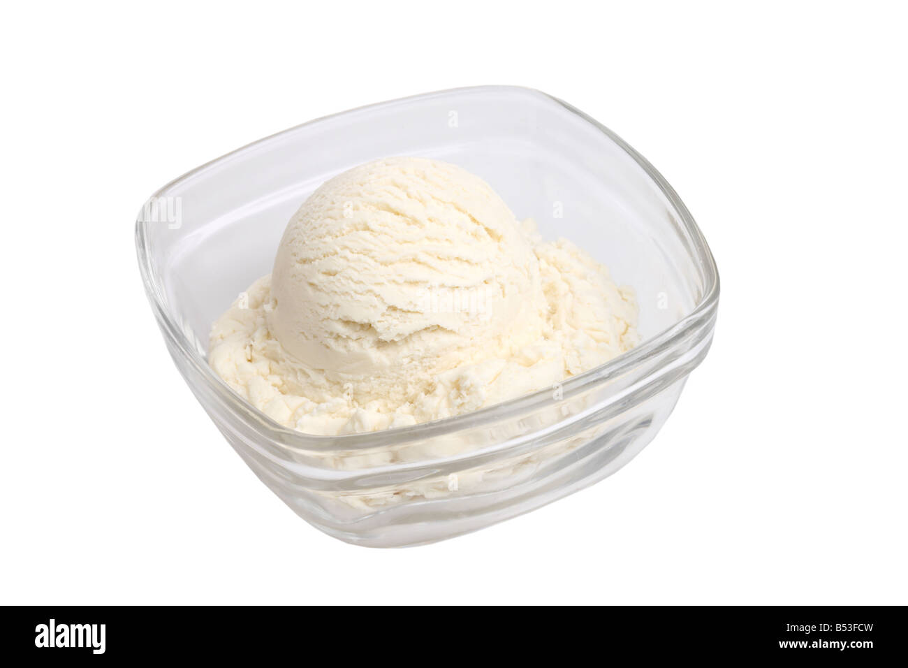 Coppa di gelato alla vaniglia intaglio isolato su sfondo bianco Foto Stock