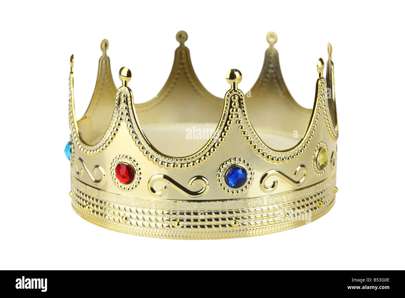 Golden crown intaglio isolato su sfondo bianco Foto Stock