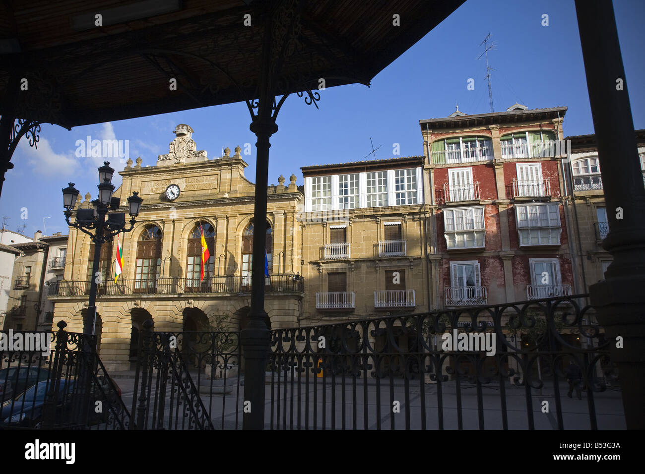 La piazza principale di Haro La Rioja Spagna Foto Stock