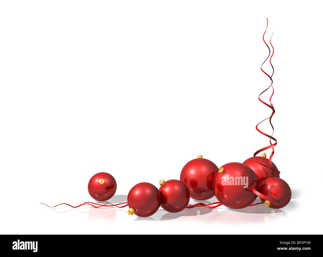 Illustrazione di un motivo di Natale utilizzando il rosso e baubles streamers Foto Stock