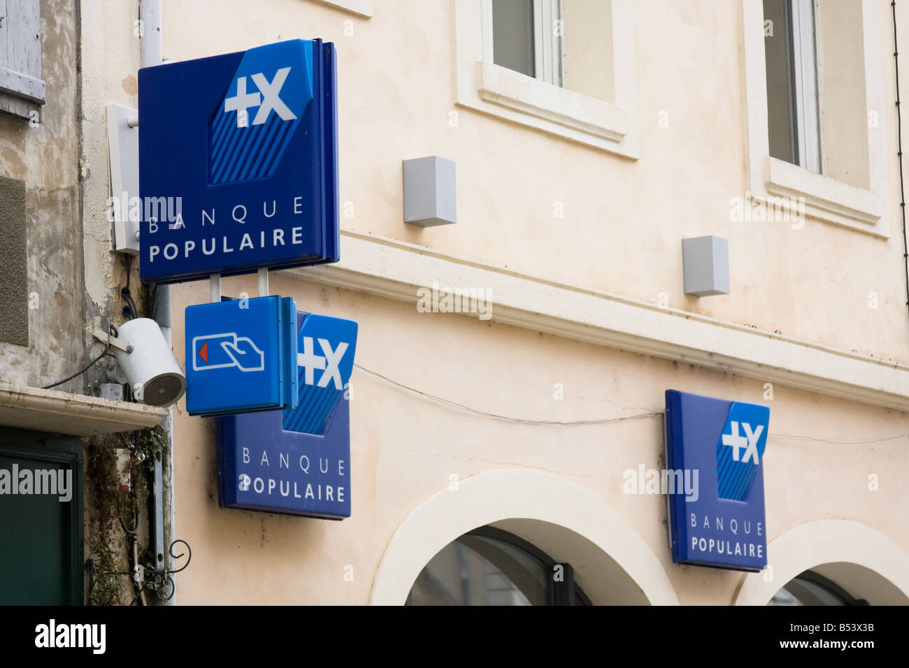 La Banque Populaire - Eauze, Gers Francia meridionale Midi-pirenei Foto Stock