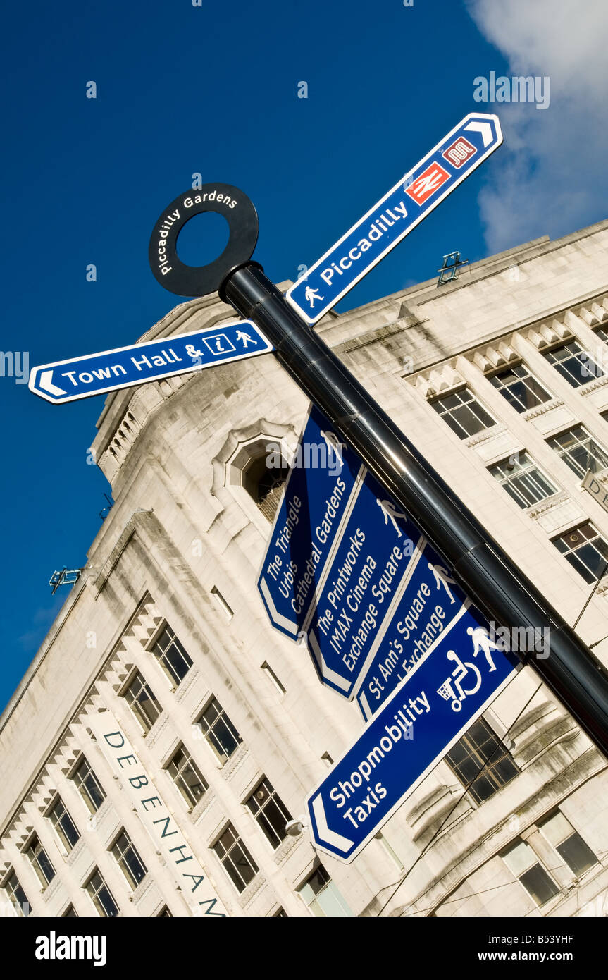 Strada segno Manchester Foto Stock