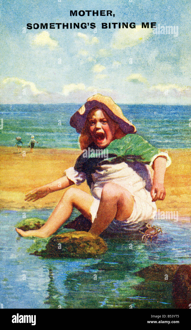 Vecchio vintage seaside cartolina solo uso editoriale Foto Stock