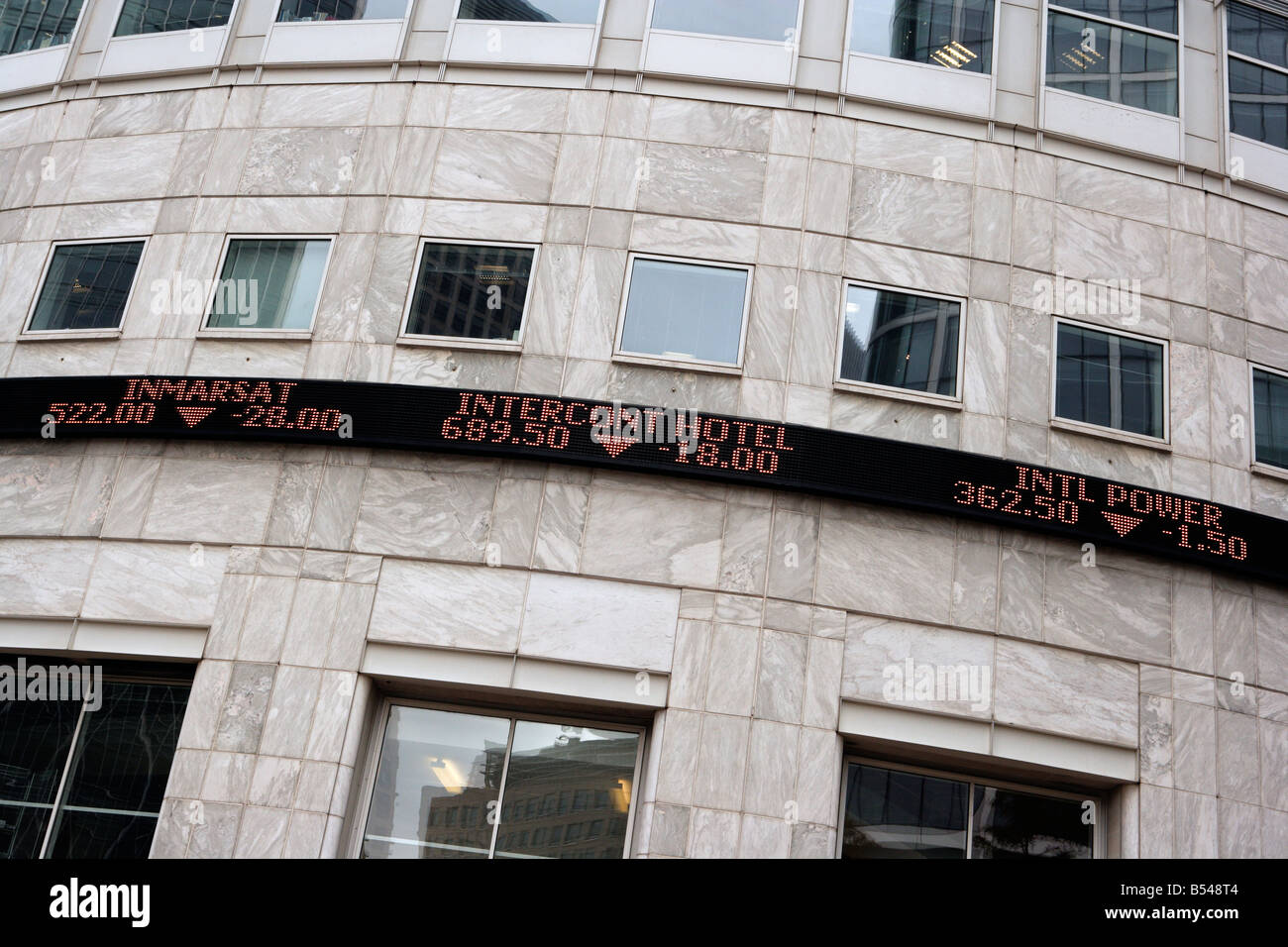 Ticker tape prezzi di magazzino Canary Wharf London Foto Stock