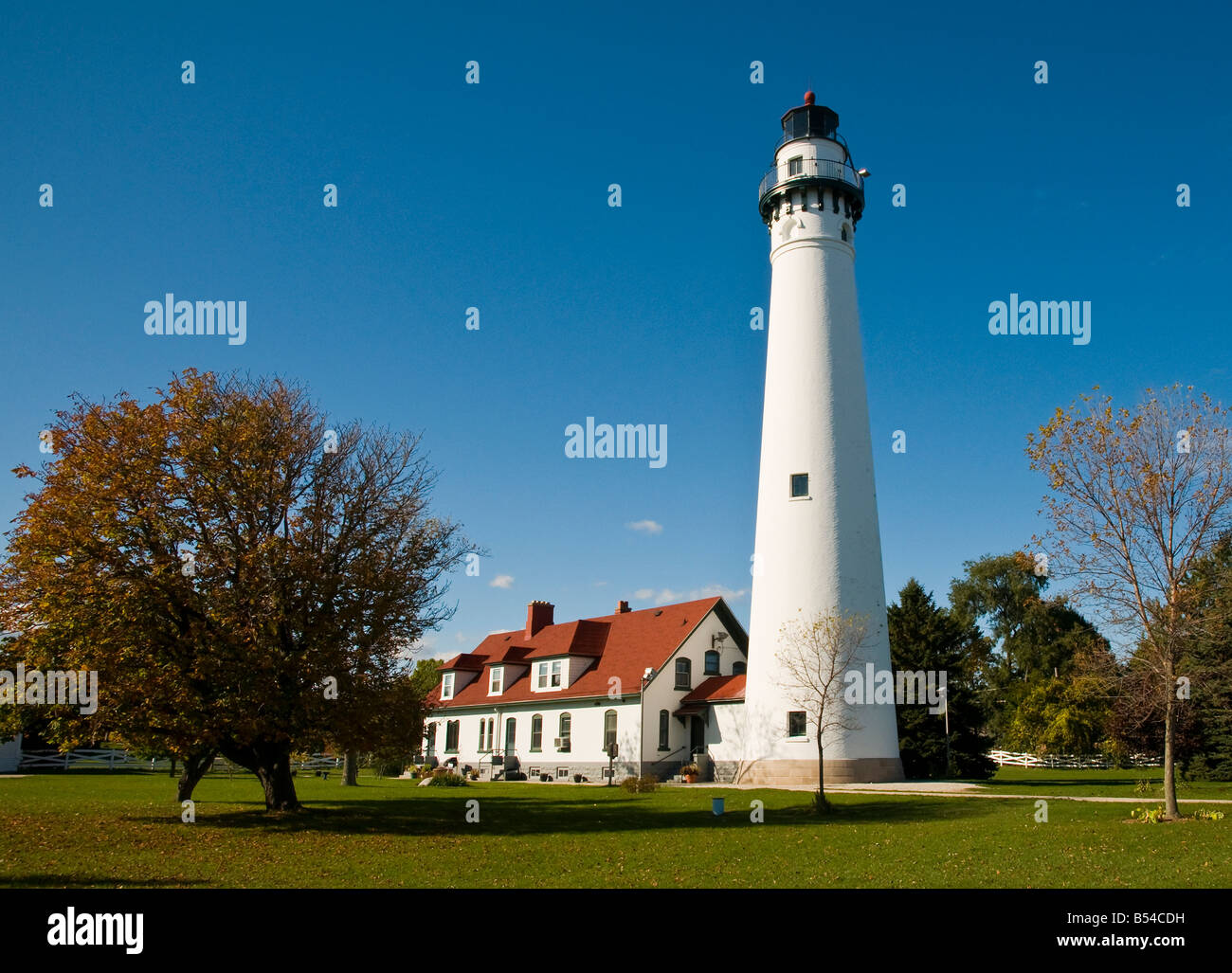 Vento Point Lighthouse, il lago Michigan, Wisconsin, STATI UNITI D'AMERICA Foto Stock