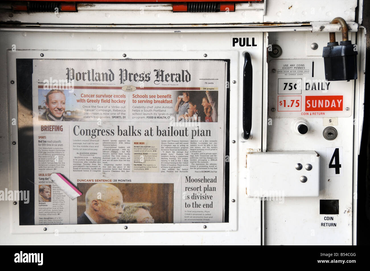 Portland Press Herald distributore, Portland, Maine, Stati Uniti d'America Foto Stock
